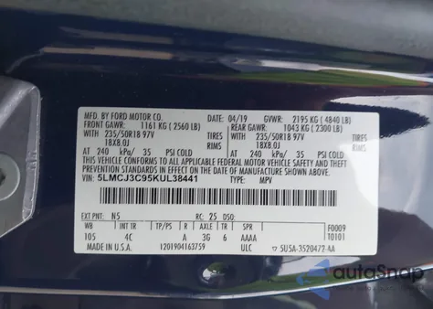 2019 Lincoln Mkc Reserve z USA, uszkodzony, nr VIN 5LMCJ3C95KUL38441